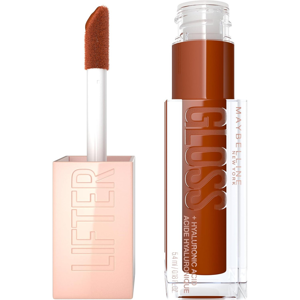 Maybelline Lifter Gloss, Hydrating Honey'D Lip Gloss With Hyaluronic Acid, High Shine For Plumper Looking Lips, Caramel, 1 Count