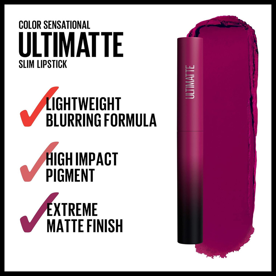 Maybelline Color Sensational Ultimatte Matte Lipstick, Non-Drying, Intense Color Pigment, More Rust, Rusty Red, 1 Count