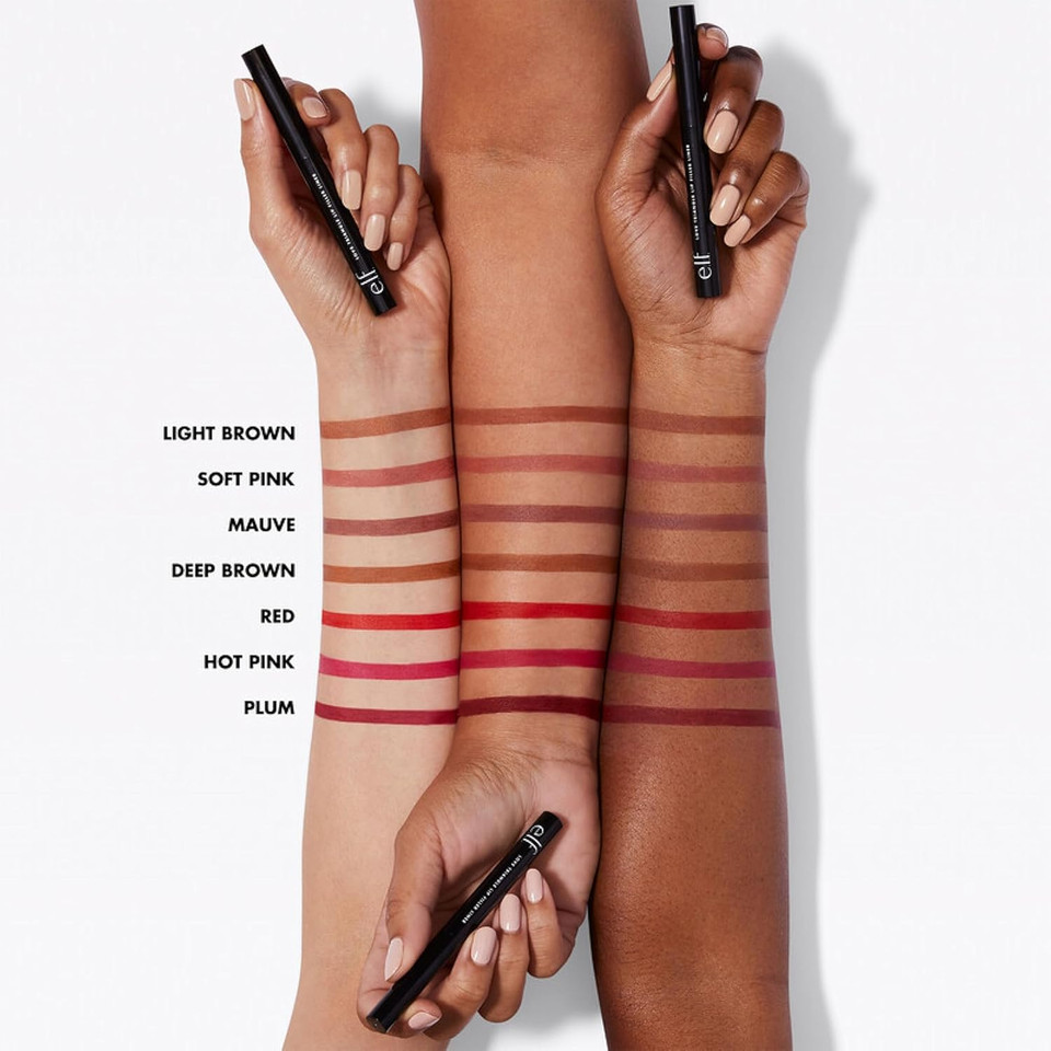 E.L.F. Love Triangle Lip Filler Liner, 2-In-1 Lipliner Pencil For Sculpting & Filling, Long-Lasting Intense Color, Vegan & Cruelty-Free, Light Brown