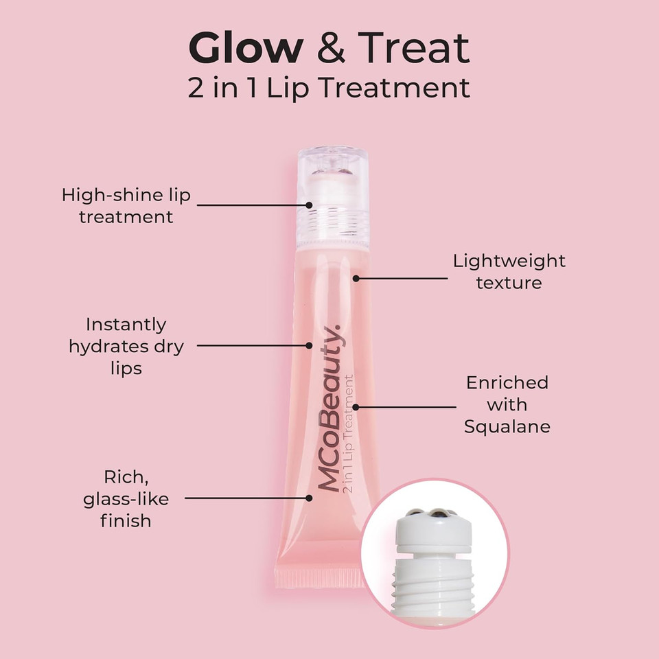 Mcobeauty 2-In-1 Glow & Treat Lip Oil, Chocolate, High-Shine, Hydrating, Lightweight, Vitamins And Botanical Extracts, Vegan, Cruelty Free Cosmetics