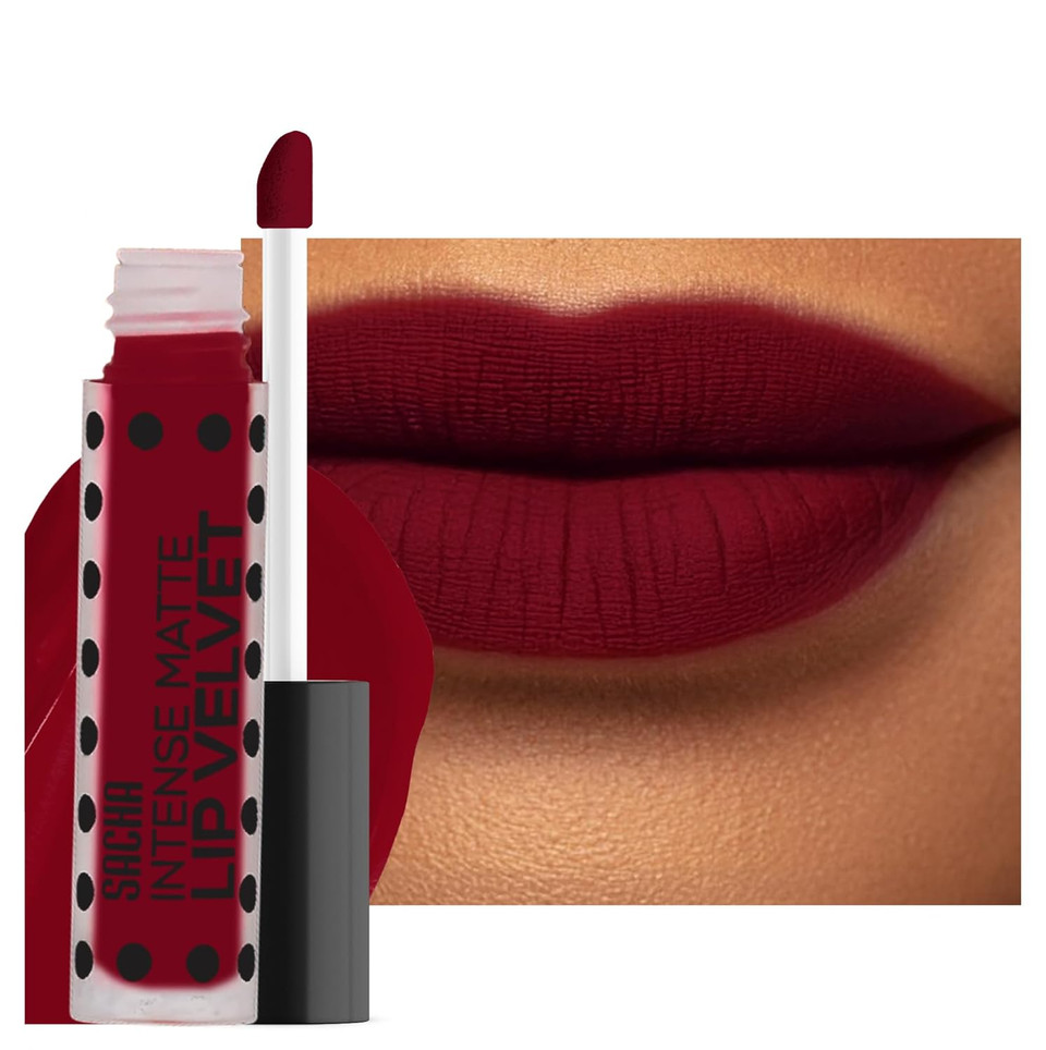 Sacha Cosmetics Intense Matte Lip Velvet Liquid Lipstick, Long-Lasting Velvet Matte Finish, 0.2 Fl Oz F Is For Fabulous