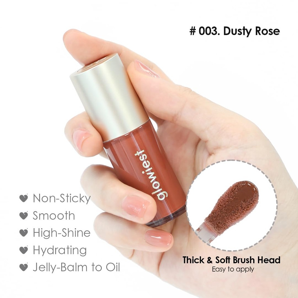 Dream Glow Tinted Lip Oil ; 3-In-1 Formula: Lip Gloss With A High Shine Finish, Non-Sticky Long Lasting | Korean Plumped Tinted Lip Oil - 0.19 Fl. Oz. 5.7 Ml (001 Muted Berry, Original)