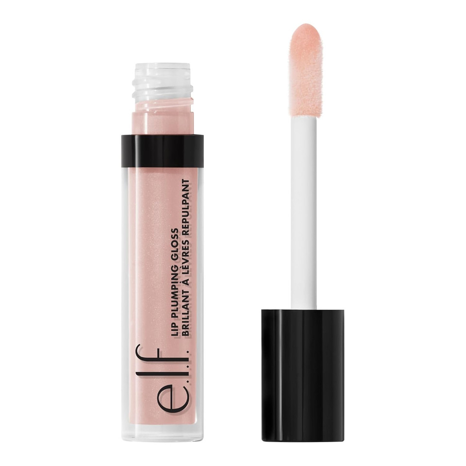 E.L.F. Lip Plumping Gloss, Hydrating, Nourishing, Invigorating, High-Shine, Plumps, Volumizes, Cools, Soothes, Sparkling Rosé, Shimmer, 0.09 Oz