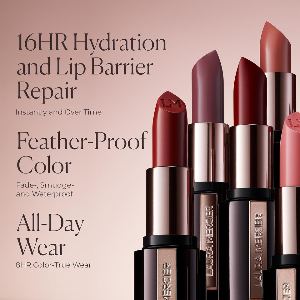 Laura Mercier Caviar Hydra Crème Lipstick, 16Hr Hydration And Lip Barrier Repair, All Day Wear, Plumping, Smudge- & Fade-Proof, Creamy Satin Finish, Infused With Hyaluronic Acid