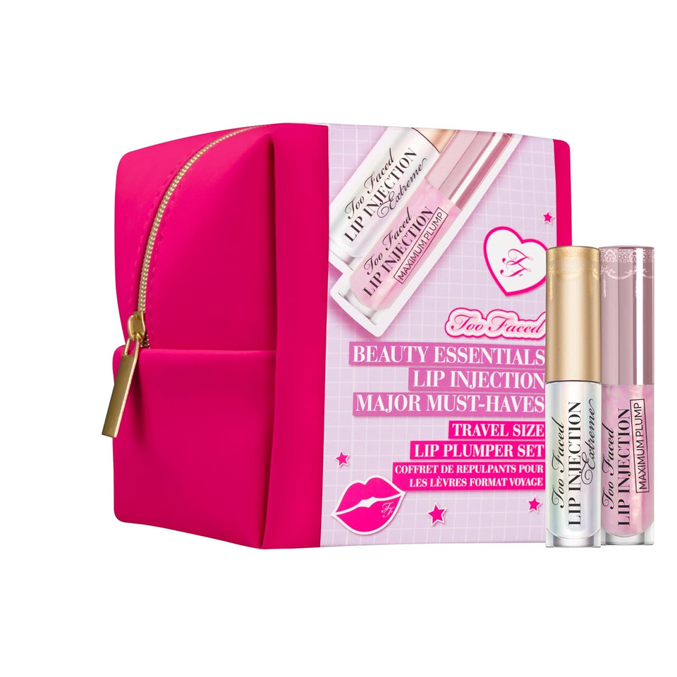 Too Faced Beauty Essentials Lip Injection Travel Size Lip Plumper Set | Hydrating, Volumizing Lip Plumper Gloss