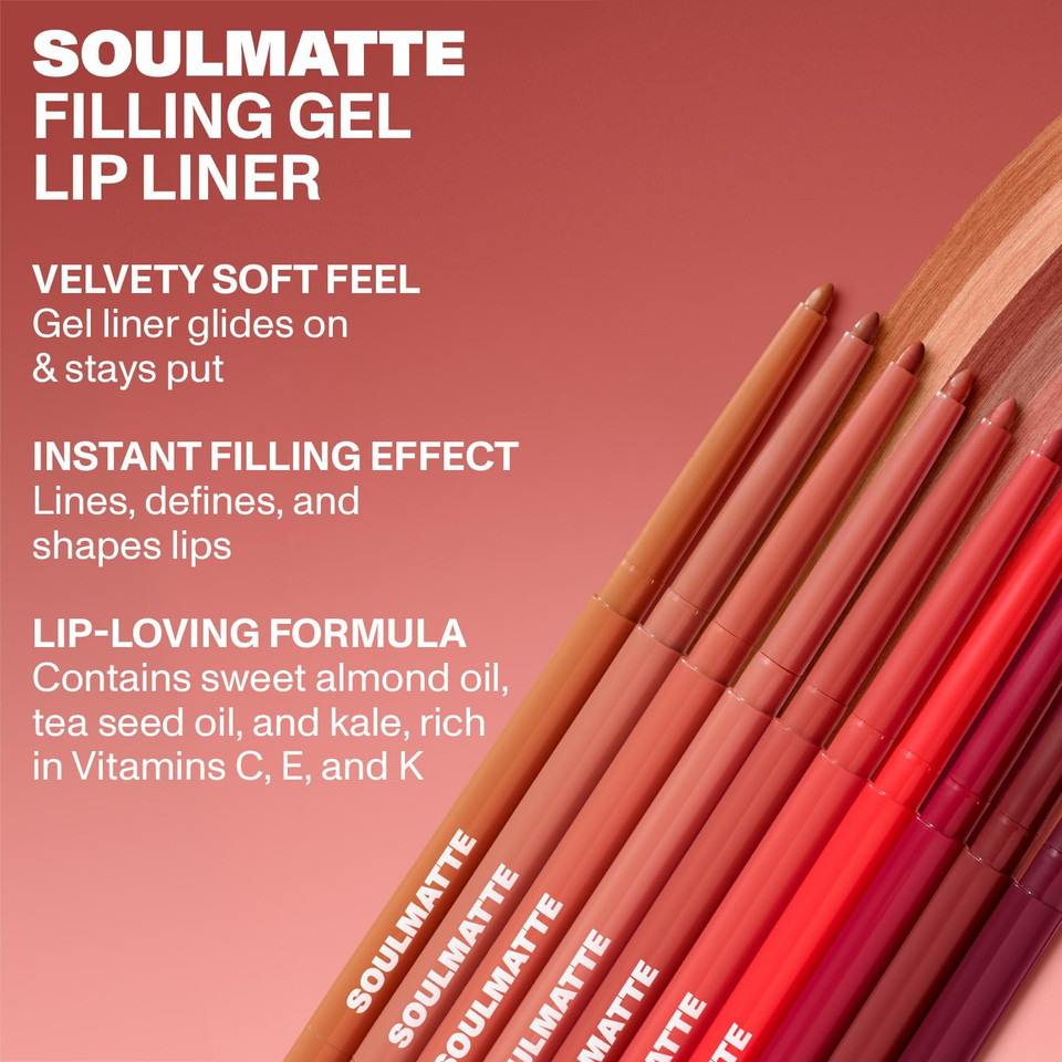 Morphe Soulmatte Filling Gel Lip Liner - Ultra Creamy Lip Liner With A Matte Formula - Defines, Contours & Reshapes Lips For A Soft Focus, Long-Lasting Finish - My Boo (0.007 Oz)
