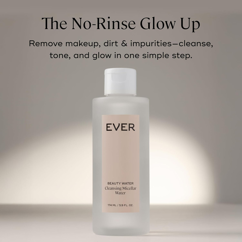 Ever Beauty Water - Cleansing Micellar Water, Eye Makeup Remover, Rose Water Cleanser, Sensitive Skin Water Makeup Remover