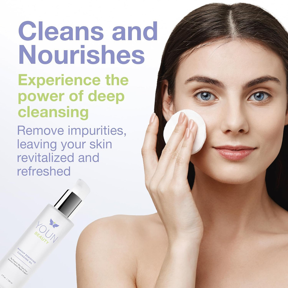 Youn Beauty Makeup Removing Cleansing Oil By Holisitic Plastic Surgeon Dr. Anthony Youn | Hydrating Cleanser With Grape Seed, Sunflower & Rose Hip Oils | For All Skin Types, 120 Ml