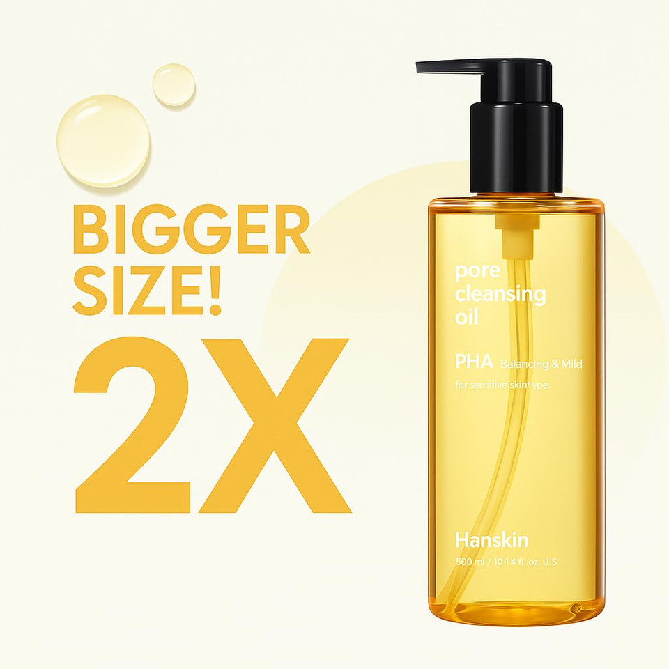 Hanskin Pore Cleansing Oil, Oil Cleanser For Face, Makeup Blackhead Sebum Remover, Korean Deep Pore Cleanser For Sensitive Skin [Pha] (10.14 Oz)