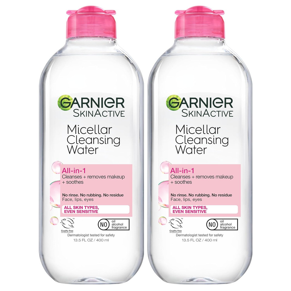 Garnier Micellar Water, Hydrating Facial Cleanser & Makeup Remover, Suitable For Sensitive Skin, Vegan, Cruelty Free, 13.5 Fl Oz (400Ml), 1 Count