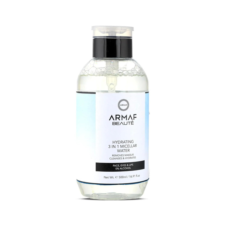 Armaf Beauté Hydrating 3 In 1 Micellar Water - Makeup Remover, Oil-Free Micellar Water Cleanser For Face & Eye Makeup Remover, 500Ml/16.91 Fl.Oz
