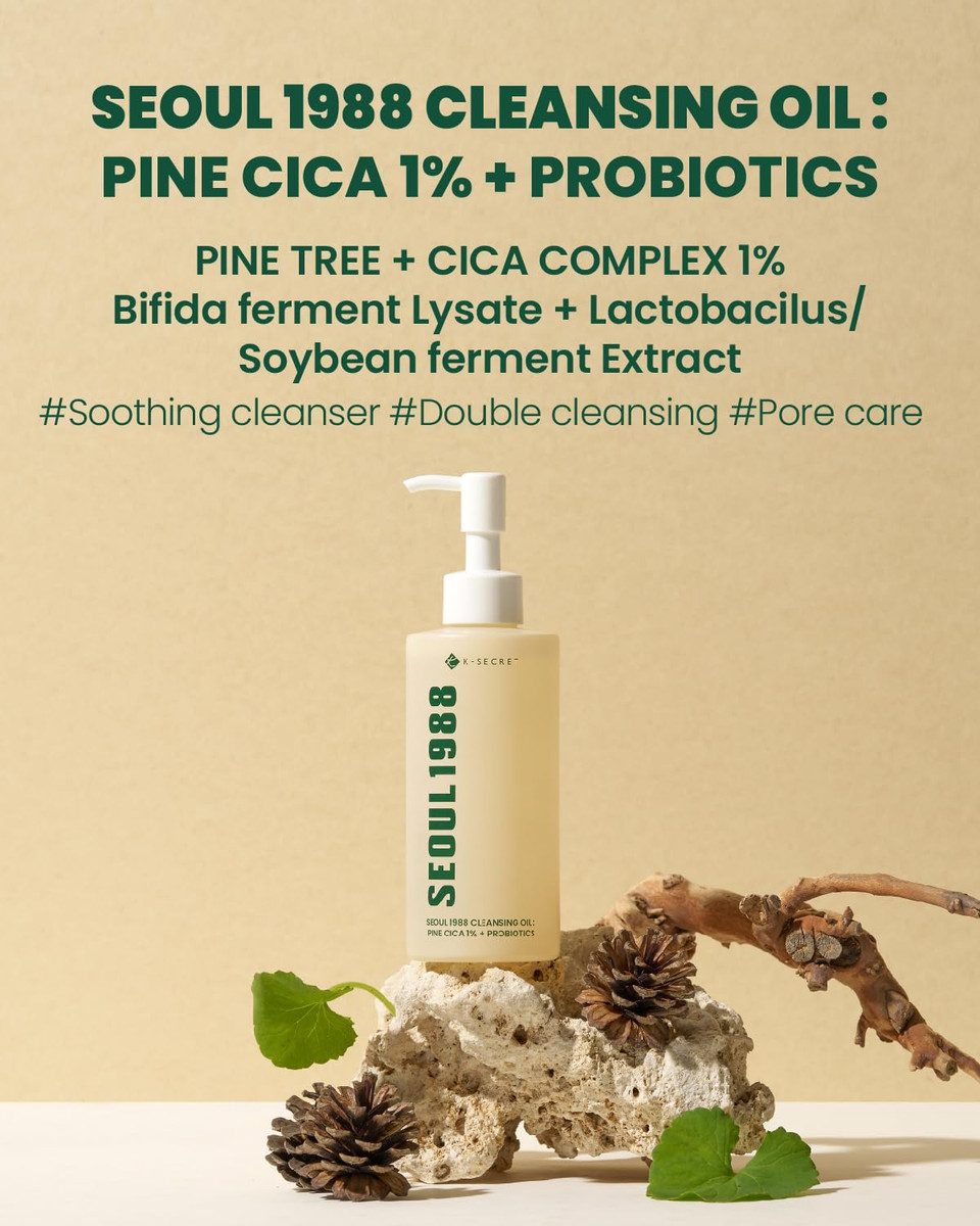 Ksecret Seoul 1988 Cleansing Oil : Pine Cica 1% + Probiotics, 200Ml/6.76Fl.Oz