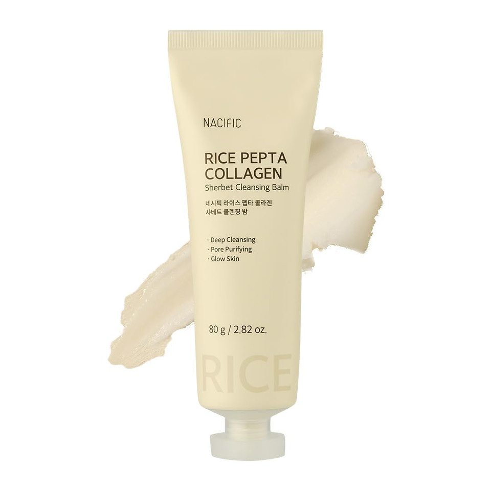 Nacific Rice Pepta Collagen Sherbet Cleansing Balm 2.82Oz. 80G Makeup Remover Korean Skincare Deep Cleansing Face Cleanser Pore Purifying Glow Glass Skin Non Greasy For All Skin Types