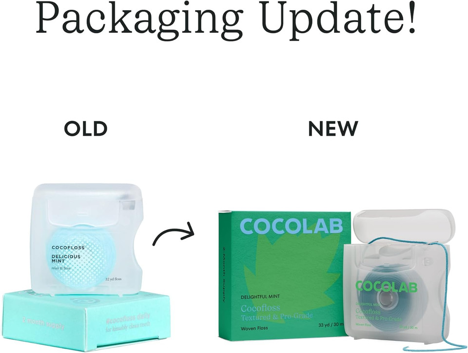 Cocofloss Woven Dental Floss, Dentist-Designed Oral Care, Mint, Waxed, Expanding, Vegan, Kid-Friendly String Floss With Coconut Oil, 3 Spools (33 Yd Each)