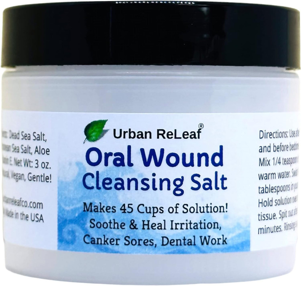 Urban Releaf Oral Wound Cleansing Salt ! Makes 45 Cups Of Soothing Solution. Fast Relief From Irritation, Dental Work. 100% Natural, Braces, Mouth, Gum, Canker Sores, Dentures. Made In Usa Fresh!