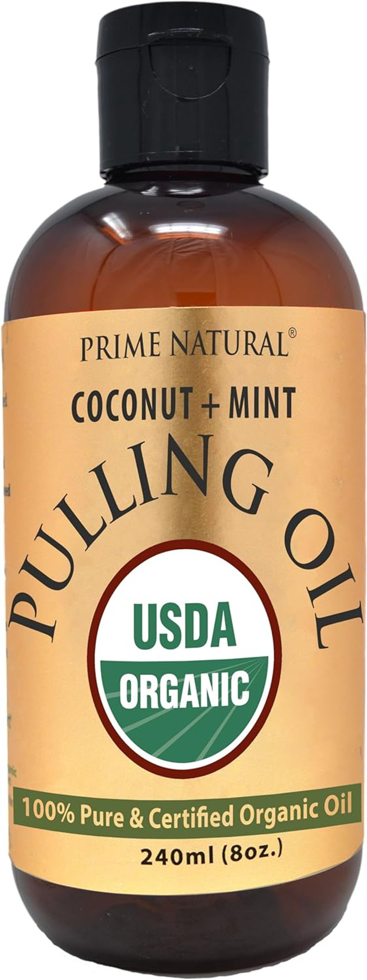 Prime Natural Oil Pulling With Organic Coconut & Organic Peppermint Oil 8Oz | Cocomint | Natural Oral Care & Teeth Whitening | Alcohol Free Mouthwash Freshens Breath, Healthier Teeth & Gums