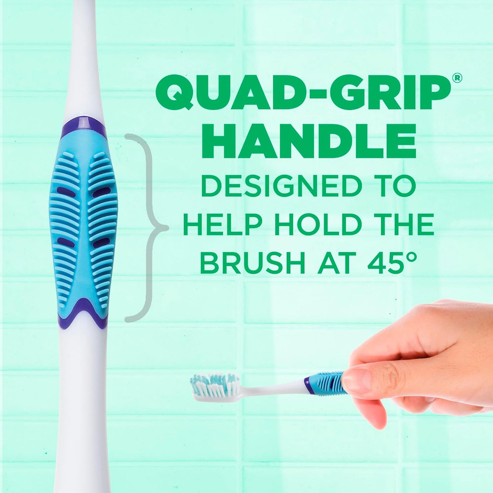 Gum Technique Sensitive Care Toothbrush With Quad-Grip Handle, Full Head & Ultra Soft Dome Trim Bristles For Plaque Removal ThatS Gentle On Gums, 2Ct