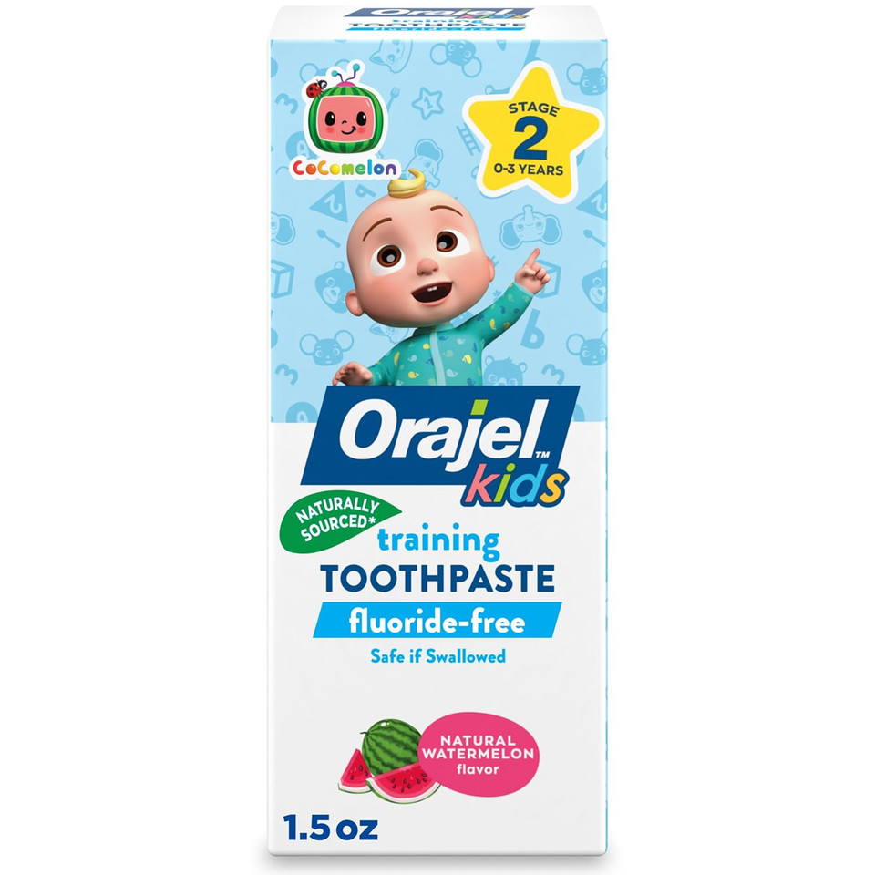 Orajel Kids Cocomelon Training Toothpaste Fluoride-Free; #1 Pediatrician Recommended Fluoride-Free Toothpaste*, 1.5Oz Tube