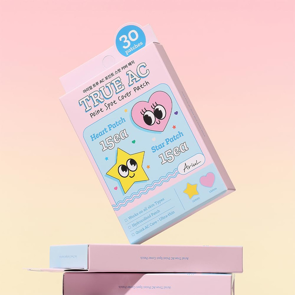 Ariul True Ac Spot Cover Duo Set  Before & After Blemish Care, Hydrocolloid Patch With Salicylic Acid, Niacinamide, Tea Tree Oil & Cica, Ultra-Thin, Korean Skin Care (Pink - Heart & Star)
