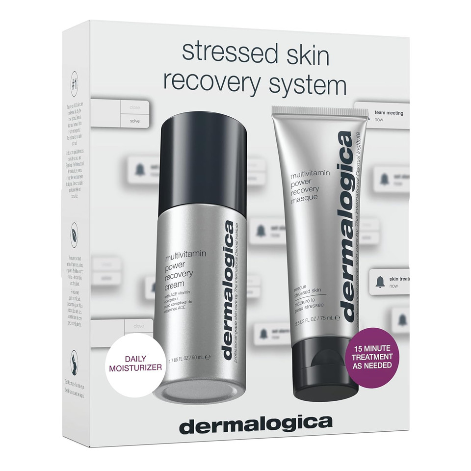 Dermalogica Stressed Skin Recovery System Skin Care Kit, Includes Face Mask And Facial Cream Full Size - Improve Dryness, Fine Lines, And Dullness