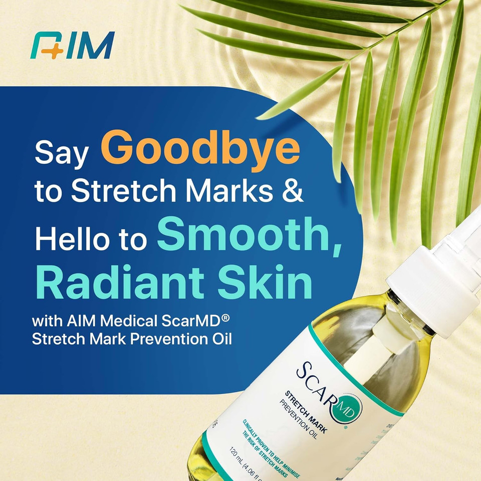 Scarmd Stretch Mark Oil, Minimizes The Risk And Severity Of Stretch Marks, Gentle Belly Oil For Pregnancy, Made Of Natural Ingredients, Suitable For Adults And Children, 120Ml