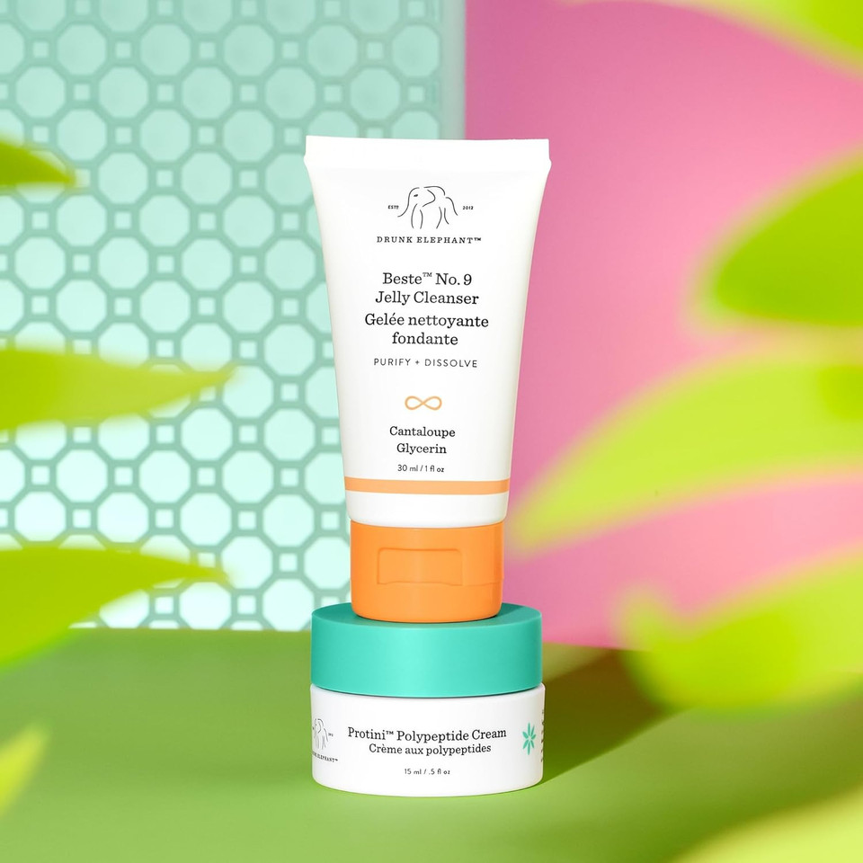 Drunk ElephantS Let The Good Tides Roll - Gel Edition Essentials Kit: Travel -Size Protini Polypeptide Cream And Beste No. 9 Jelly Cleanser