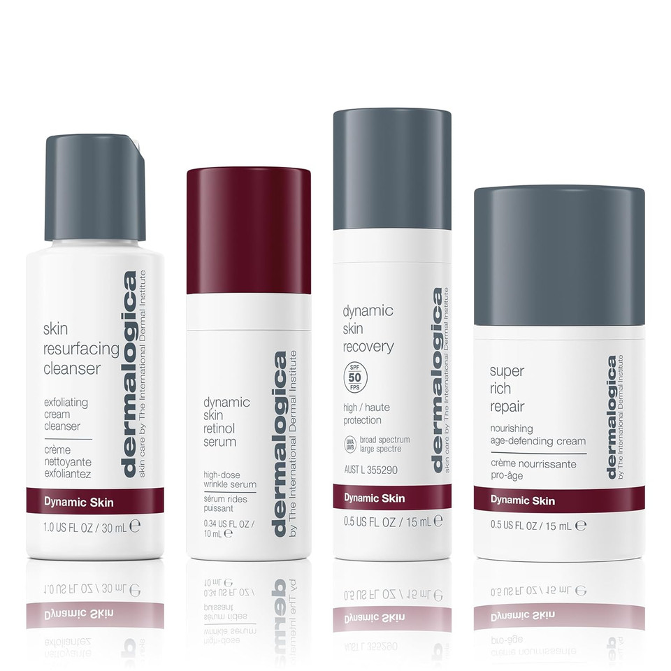 Dermalogica Skin Aging Solutions Kit, Anti Aging Skincare Set - Includes: Face Cleanser, Serum, Moisturizer With Spf, And Cream, Travel Size