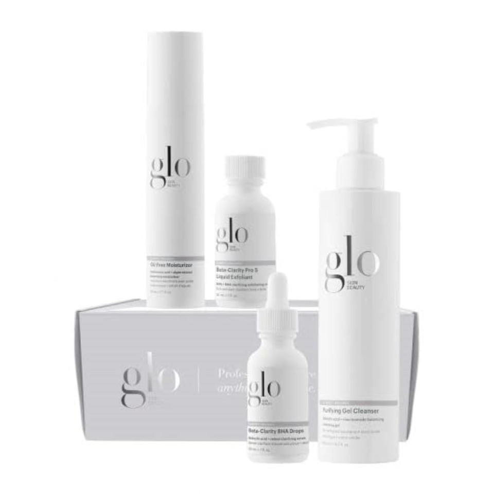 Glo Skin Beauty Clarify + Balance Elevated Essentials Set - Includes Full Size Purifying Gel Cleanser & Beta-Clarity Bha Drops