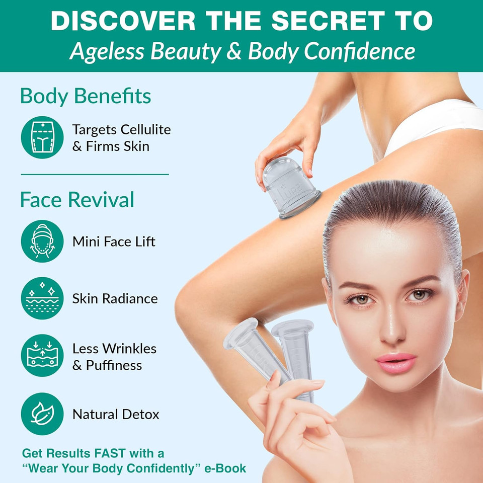 Bliss Face And Body Cupping Therapy Set  Includes Facial Cups For Cupping And Anti-Cellulite Cups - Release Fascia, Lymphatic Drainage, Natural Pain Relief