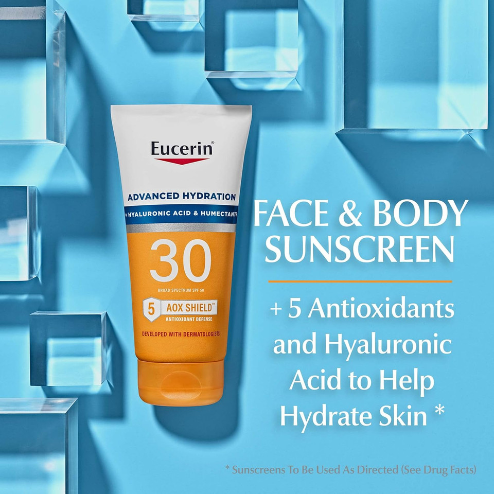 Eucerin Advanced Hydration Sunscreen Lotion Spf 30 (5 Fl Oz) + Eucerin Advanced Hydration After Sun Lotion For Dry, Sun-Stressed Skin (6.8 Fl Oz)