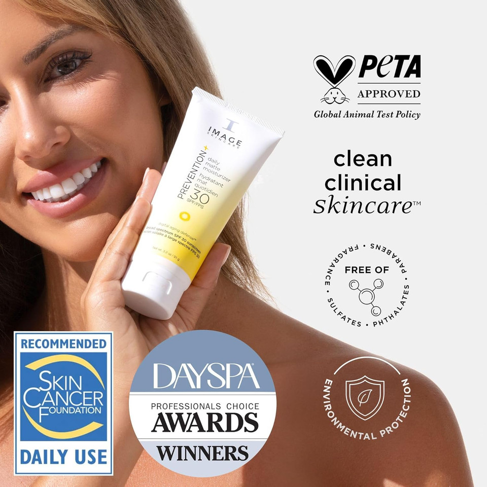 Image Skincare, Prevention+ Daily Matte Moisturizer Spf 30, Zinc Oxide Mattifying Face Sunscreen Lotion, Amazon Exclusive