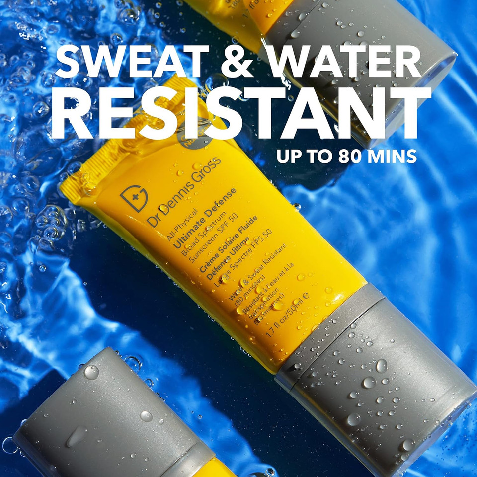 Dr Dennis Gross All-Physical Ultimate Defense Sunscreen Broad Spectrum Spf 50: 100% Mineral Sunscreen, Water & Sweat Resistant, Oil-Free, 1.7 Fl Oz Dr Dennis Gross All-Physical Ultimate Defense Sunscreen Broad Spectrum Spf 50: 100% Mineral Sunscreen, Water & Sweat Resistant, Oil-Free, 1.7 Fl Oz