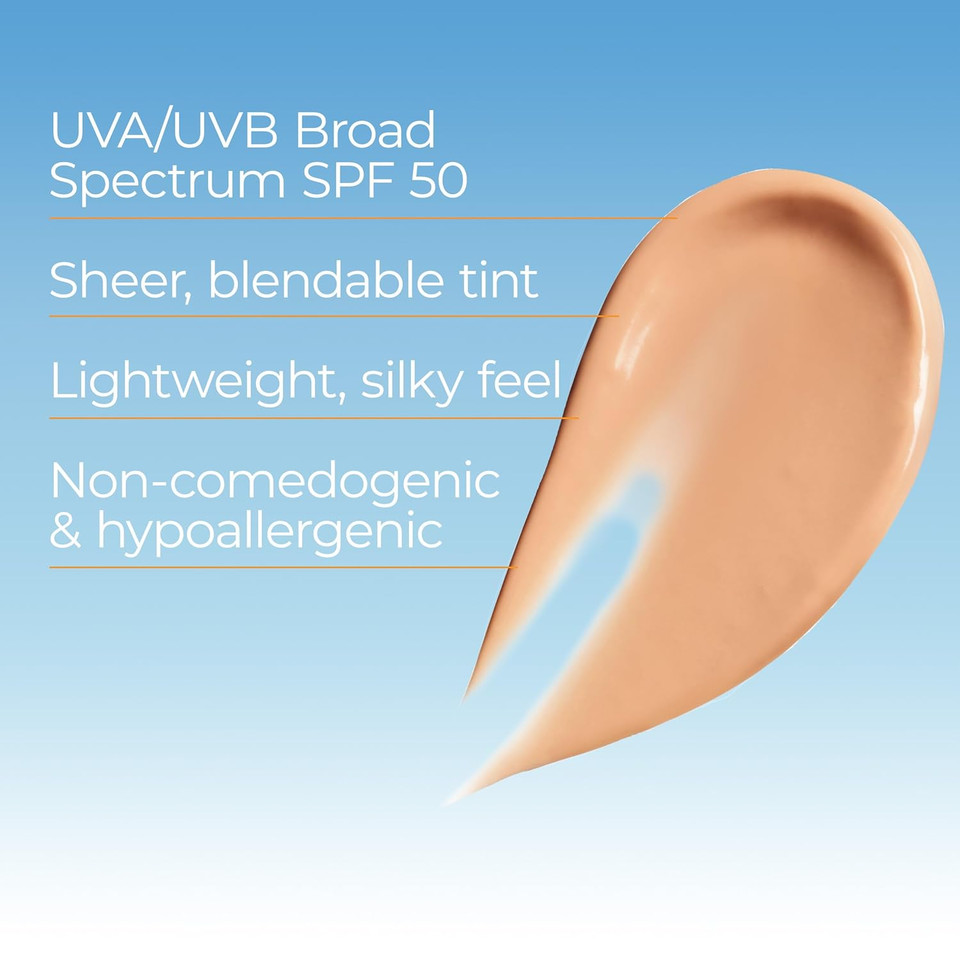 Eucerin Sun Tinted Age Defense Face Sunscreen Lotion Spf 50 With Hyaluronic Acid, Tinted Sunscreen For Face, Blendable Tint For All Skin Tones, Non Comedogenic And Hypoallergenic, 2.5 Fl Oz Bottle