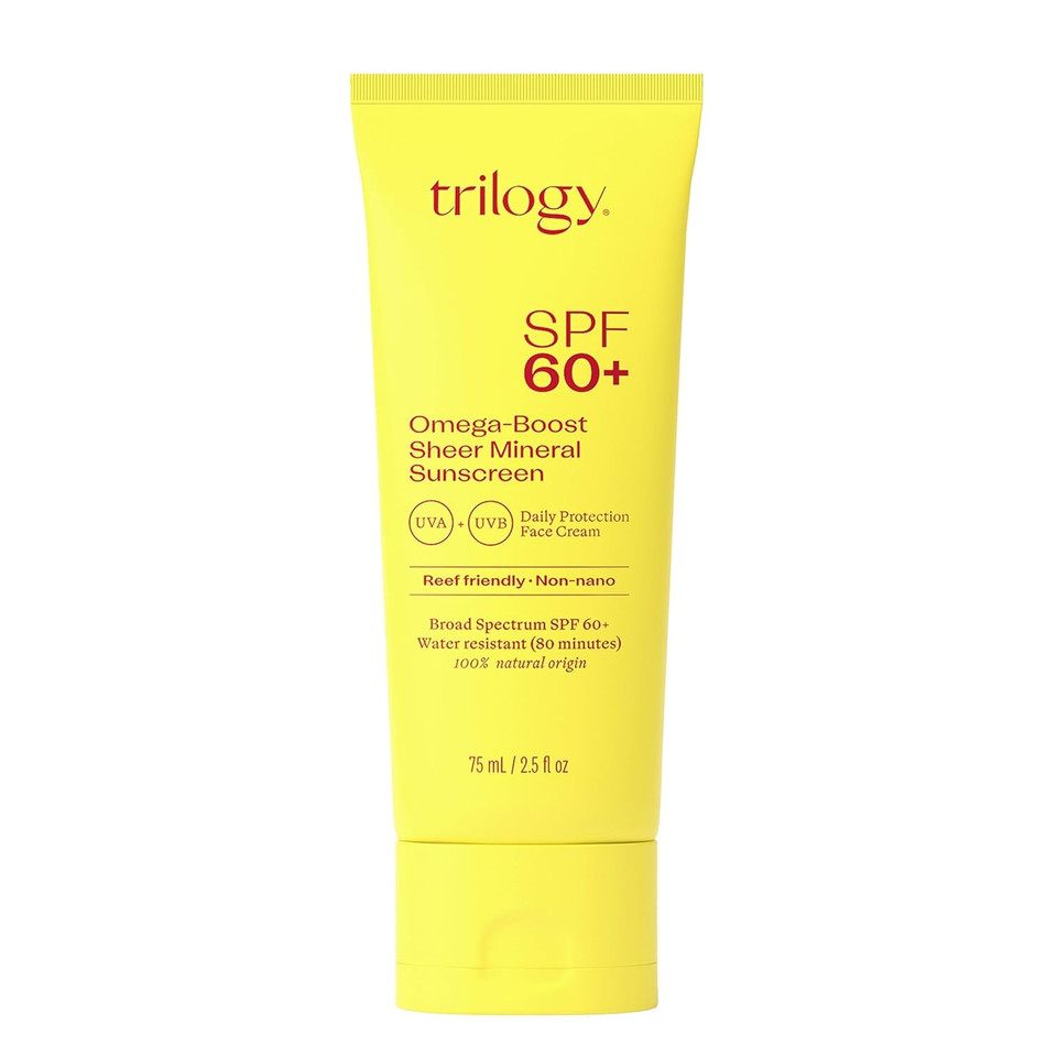 Trilogy Spf 60+ Omega-Boost Sunscreen, Natural, Broad Spectrum Protection For Daily Use, 2.5 Fl Oz