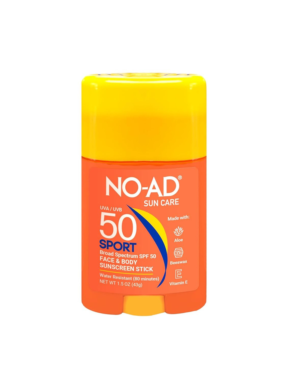 No-Ad Spf 50 Sport Sunscreen Stick 1.5Oz | Non-Greasy, Waterproof And Non Toxic Sunscreen | Suitable For All Skin Types | Broad Spectrum Protection For Active Lifestyles |