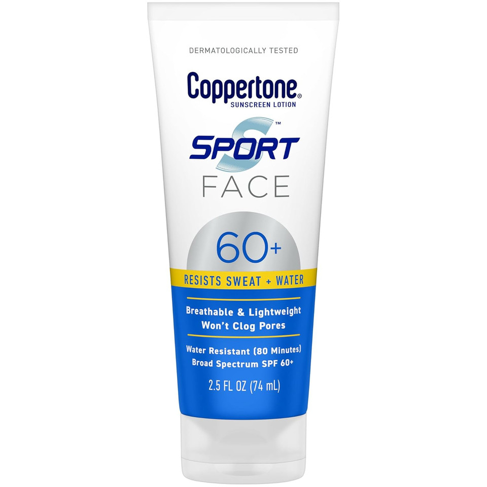 Coppertone Sport Face Sunscreen Lotion Spf 60+, Water Resistant Sunscreen With Broad Spectrum Spf 60+, Lightweight And Breathable, 2.5 Fl Oz Tube