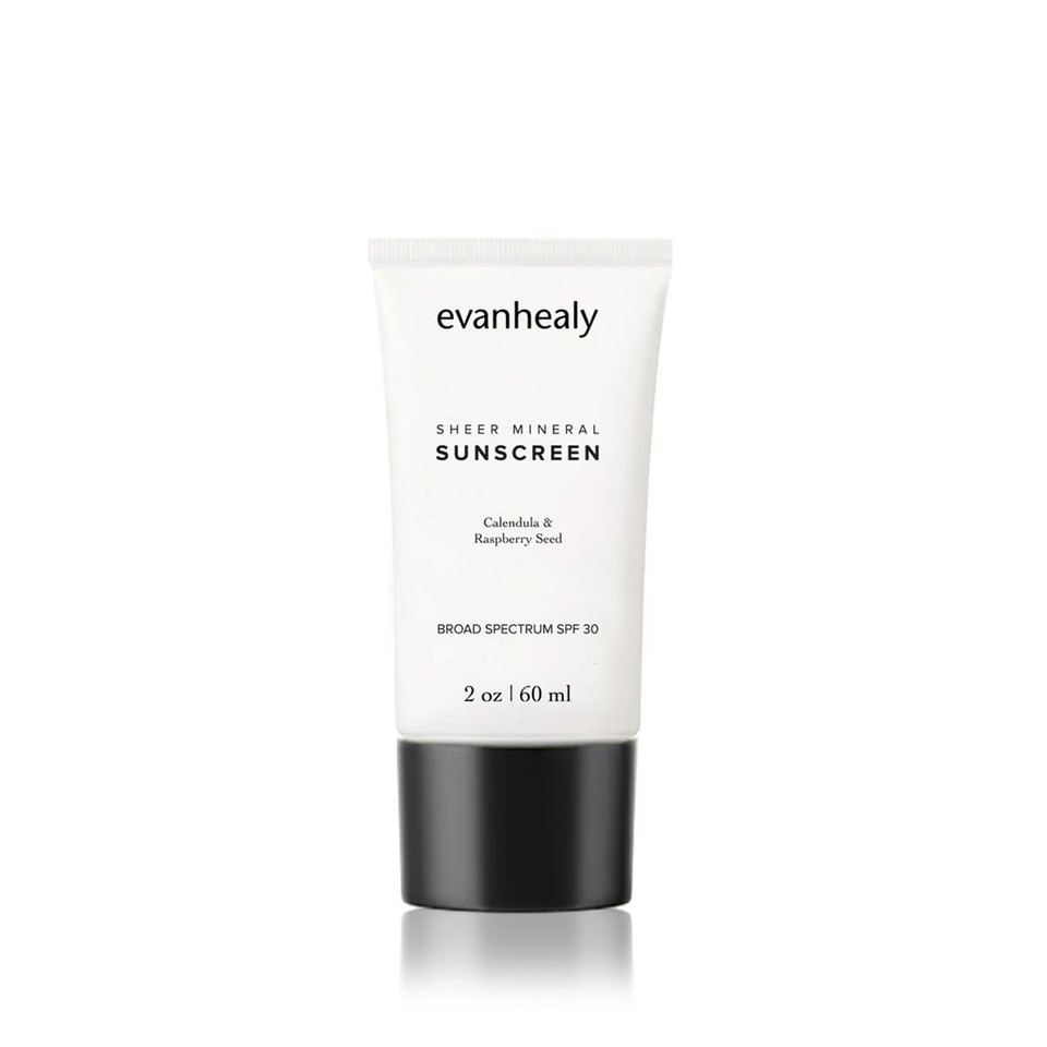 Evanhealy Sheer Mineral Sunscreen | Broad Spectrum Spf 30 | Non-Nano Zinc Oxide, No White Cast, Reef Friendly, Lightweight, Non-Greasy, Fragrance Free, Gluten Free, Vegan