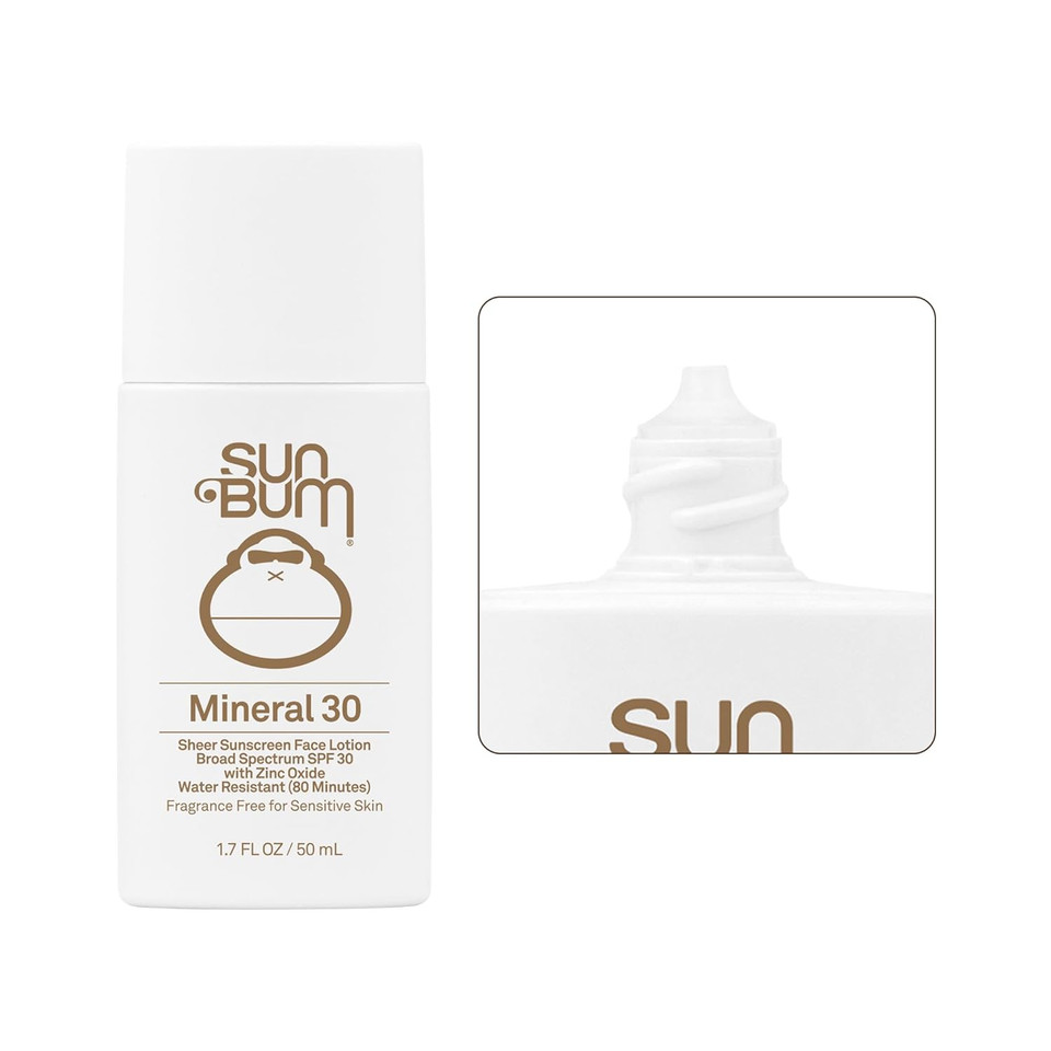 Sun Bum Mineral Spf 30 Face Sunscreen Lotion - Broad Spectrum And Fragrance Free Moisturizing Facial Sunscreen - Hawaii 104 Act Compliant (Without Octinoxate & Oxybenzone) - Travel Friendly - 1.7 Oz