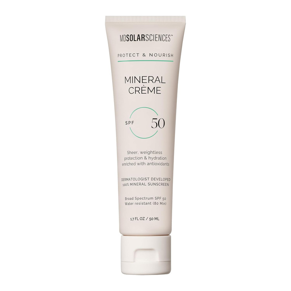 Mdsolarsciences Mineral Crème Sunscreen Spf 50 | Water-Resistant, Broad Spectrum Uv Protection | Zinc Oxide Formula With Antioxidants | No White Cast, Sheer Matte Finish For All Skin Types (3.4 Fl Oz)
