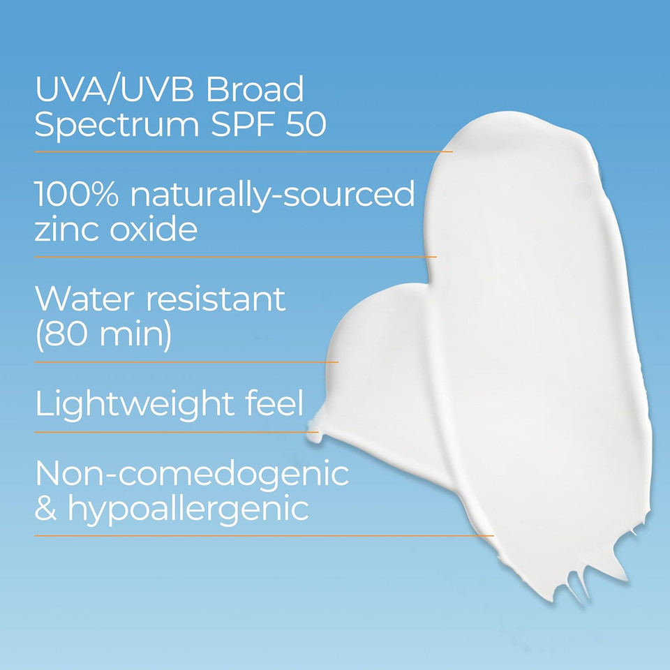 Eucerin Sun Sensitive Mineral Sunscreen Lotion Spf 50 With Zinc Oxide Protection, Hypoallergenic Sunscreen For Sensitive Skin, Oxybenzone And Octinoxate Free, 4 Fl Oz Tube