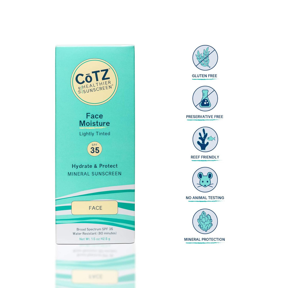 Cotz Face Moisture Lightly Tinted Mineral Sunscreen Broad Spectrum Spf 35; 1.5 Oz / 42.5 G
