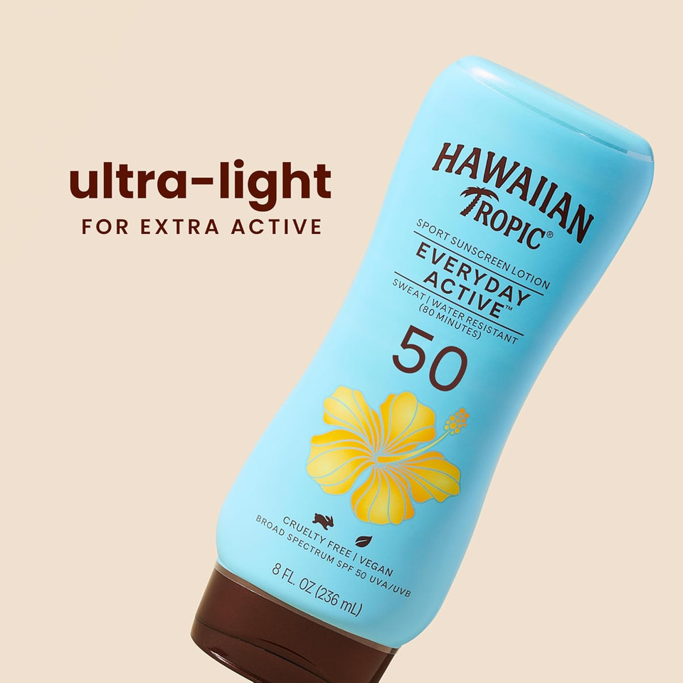 Hawaiian Tropic Island 8 Ounce Sport Broad Spectrum Sunscreen Lotion With Spf 50