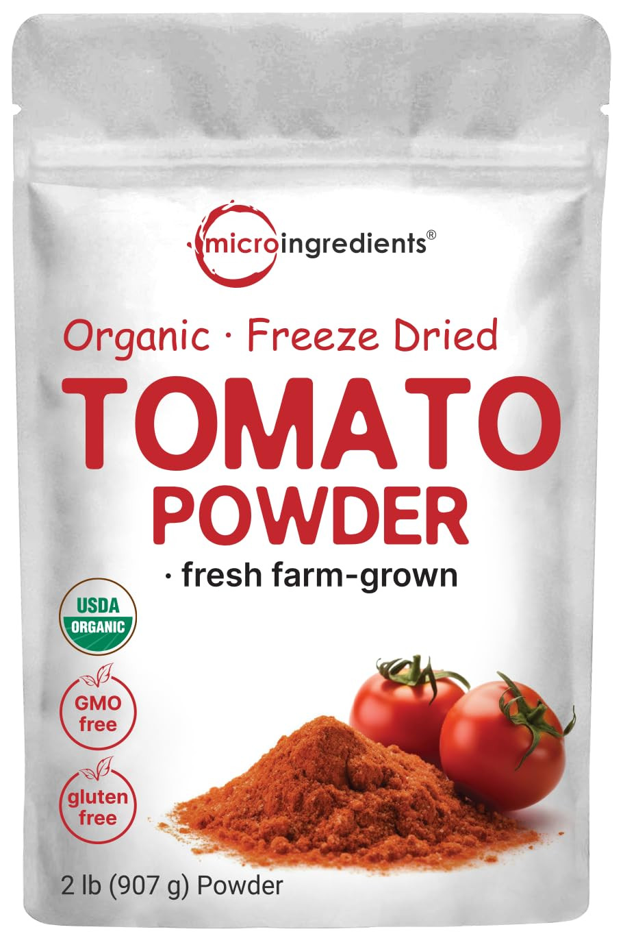 Organic Tomato Powder, 2Lbs | Fresh Freeze-Dried Farm Grown Tomatoes Source | Raw Savory Flavor | Great For Cooking Or Baking | Non-Gmo, Vegan Friendly, Gluten Free, Bulk Size