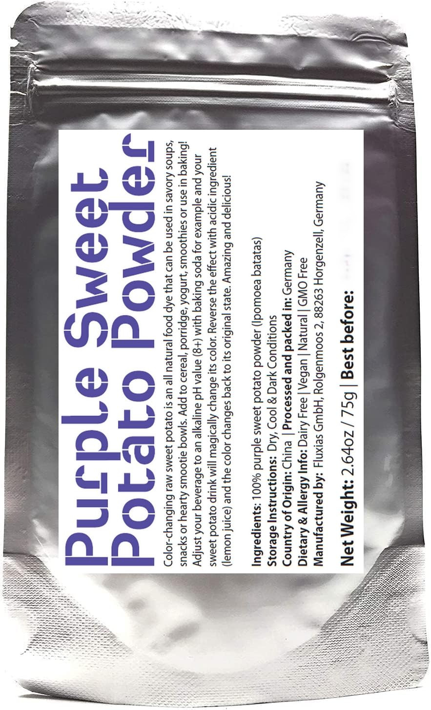 Purple Sweet Potato Powder (Purple Yam, Ube) - 100% Natural - Delicious, Colour-Changing Raw Sweet Potato Powder | Add To Cereal, Porridge, Yogurt, Smoothies | Net Weight: 75G
