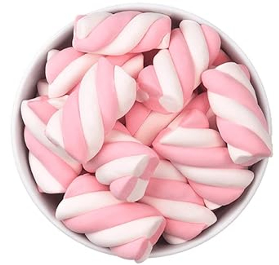 The Hampton Candy Company Blue & White Marshmallow Twists, 8.8 Oz. Bag, Blue Candy, Bulk Marshmallows
