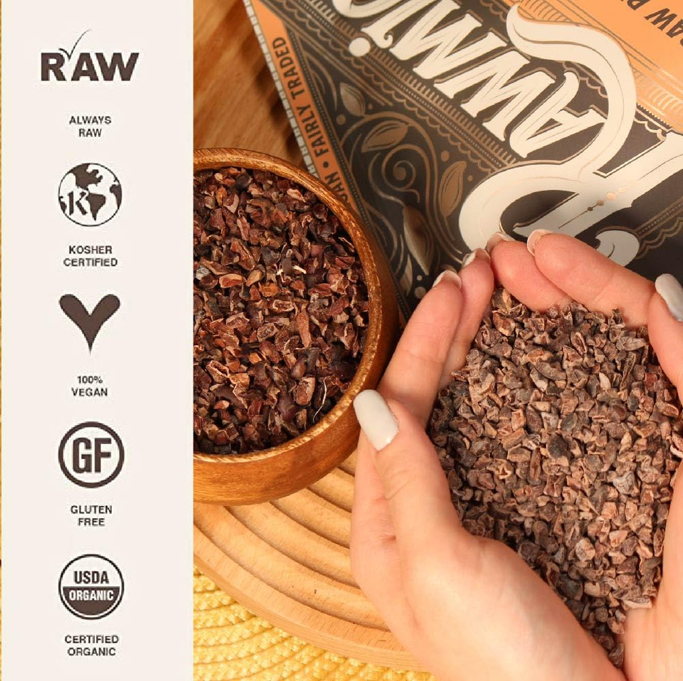 Rawmio Organic Cacao Nibs, 11 Lb - Raw, Vegan, Fair Trade, Kosher