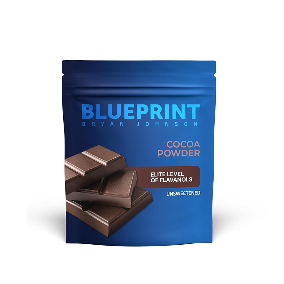 Blueprint Bryan Johnson Non Dairy Cocoa Powder  Elite Level Flavanols  100% Pure Cocoa  Low Fat Unsweetened Cocoa  Undutched  Keto Friendly  Great For Baking, Cooking & Smoothies  12Oz Bag