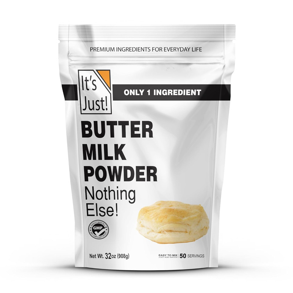 It'S Just - Powdered Buttermilk, 32Oz, Rbst/Rbgh Hormone Free, Shelf Stable, Evaporated Milk, Just Add Water, Perfect For Baking, Pancakes, Makes Over 1.5 Gallon Milk