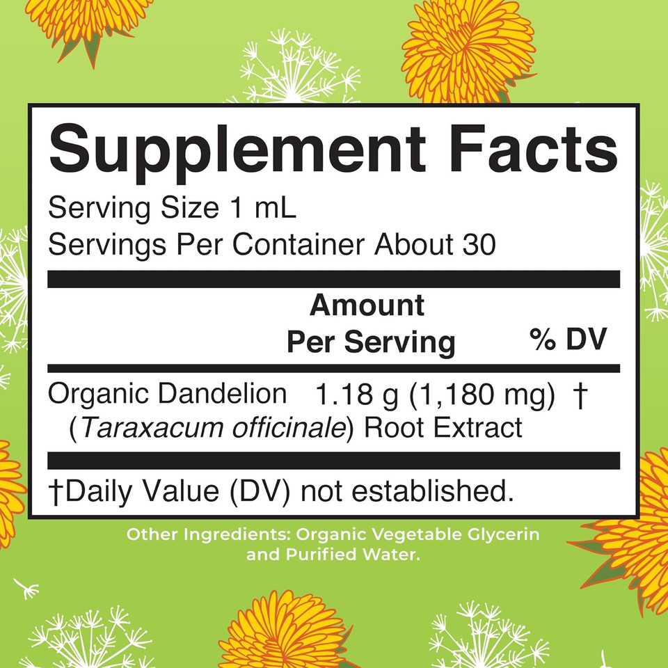 Organic Dandelion Root Extract By Maryruth'S | Usda Organic | Easy-To-Take | Liquid Dandelion Root Supplement | Herbal Extract | Vegan | Gluten Free | Sugar Free | Non-Gmo | 30 Servings