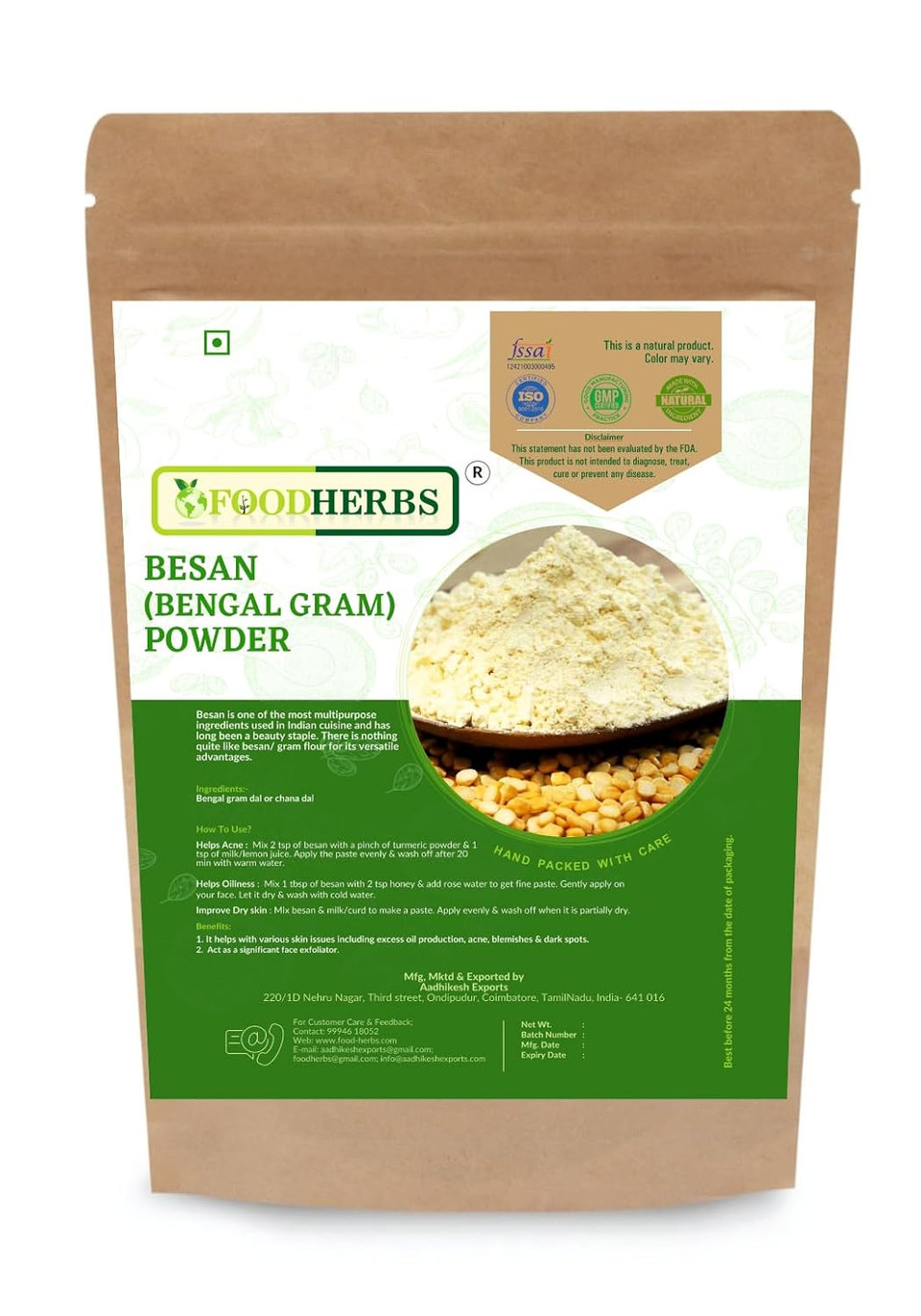 Foodherbs Besan Powder | 200 G | 0.44 Lbs | Bengal Gram | Gram Flour